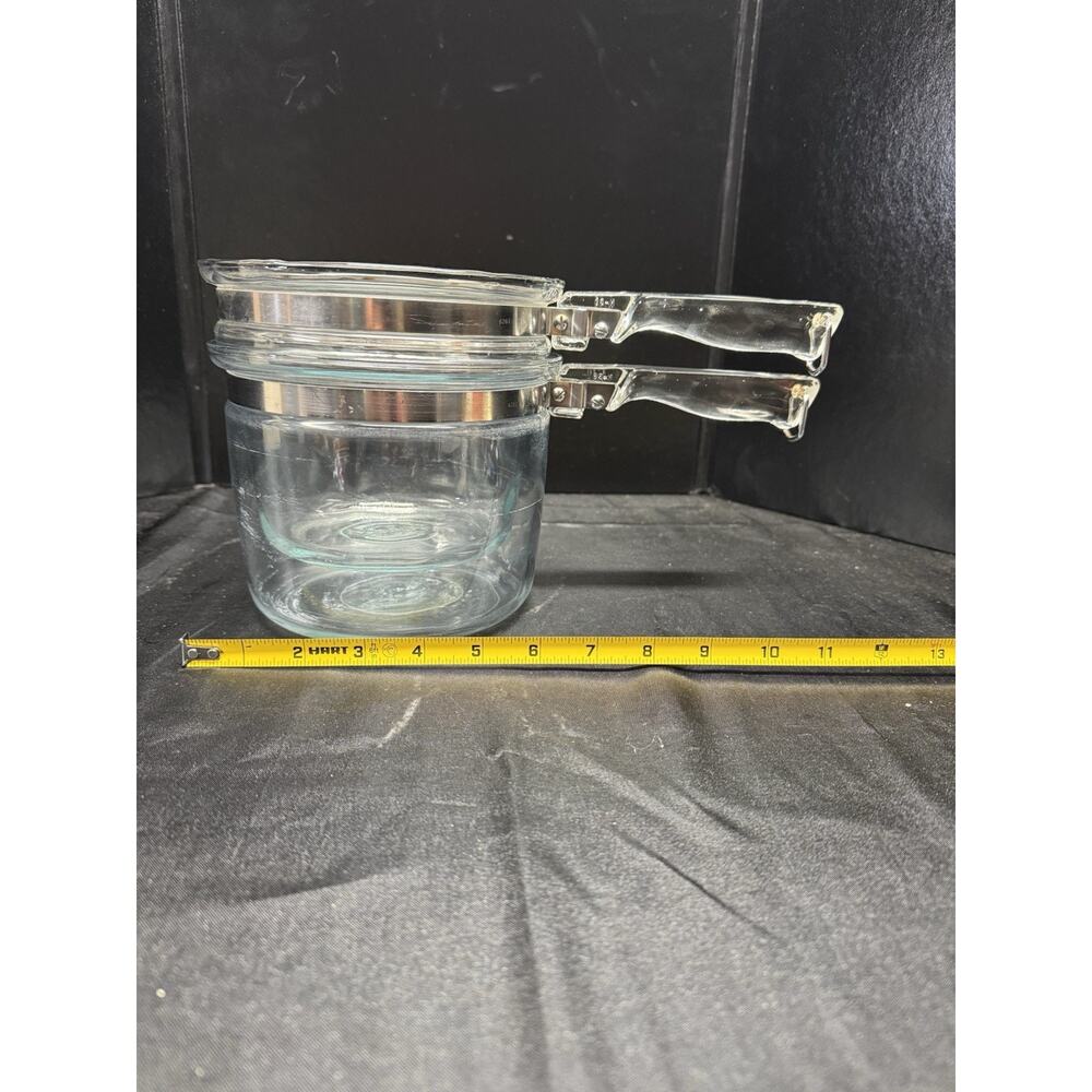 Vintage Pyrex Flameware Glass Double Boiler 1.5 Quart Cooking Pot 6283-U 6283 L